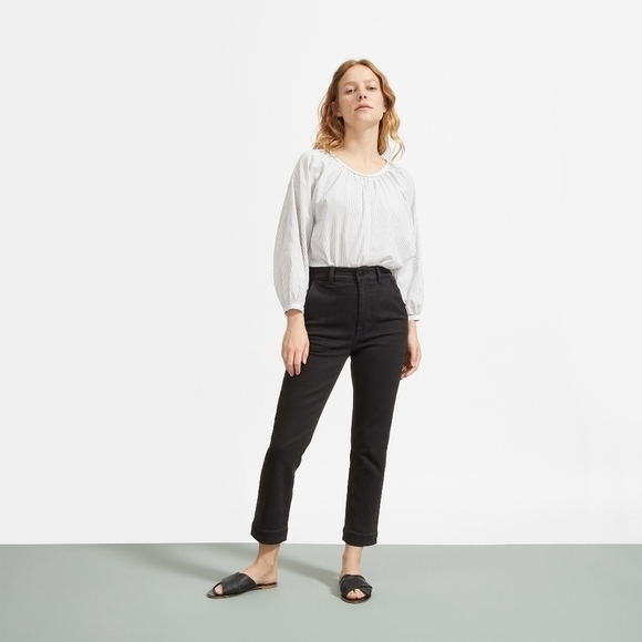 Everlane Pant The Slim Leg Crop Washed Black High Rise Stretch Ankle NEW - Picture 13 of 13